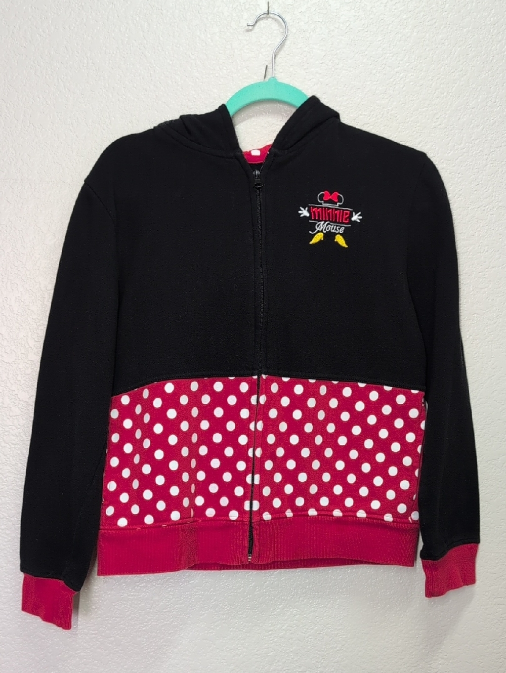 Disney/Kids/Minnie Mouse Hoodie/Color Black and Red/Size:XL